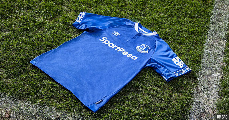 The new Everton home shirt in all it's marly glory