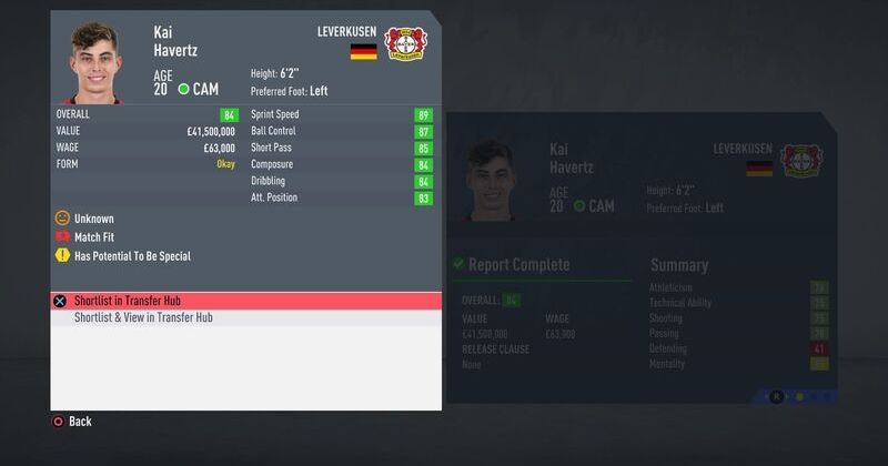 screenshot of kai havertz in fifa