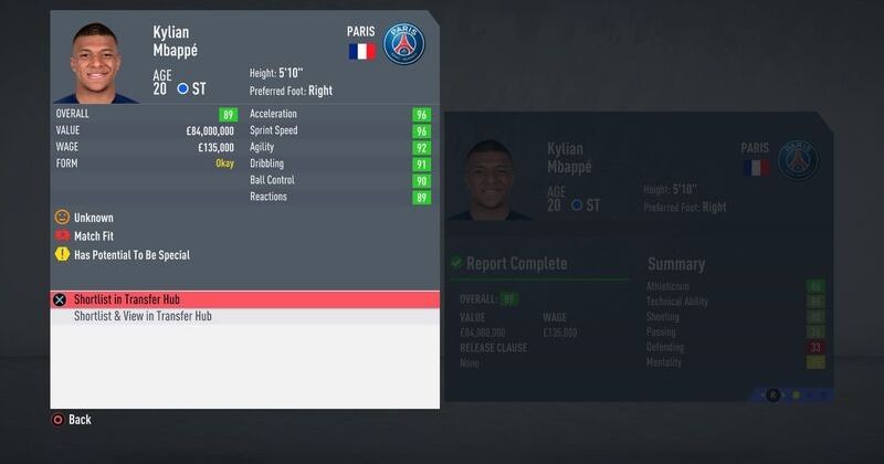 fifa 20 kylian mbappe attributes and stats