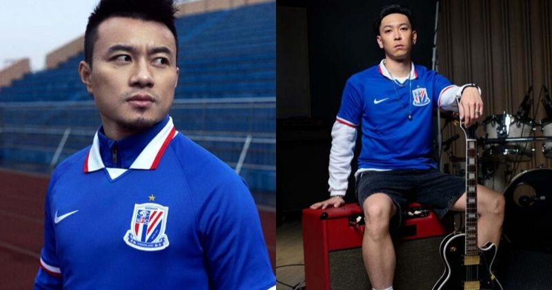 players wearing the blue shanghai shenhua 2020 home shirt from nike