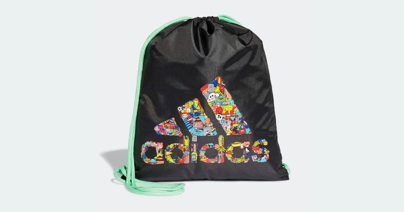 adidas x cleofus gym sack in black on white background