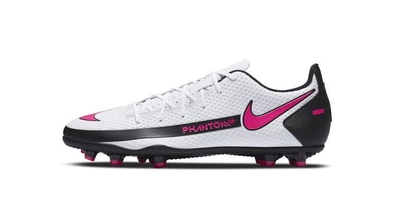 nike phantom gt club football boots in white on white background