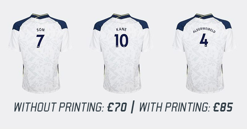image showing the printing costs of the 2020-21 spurs shirt