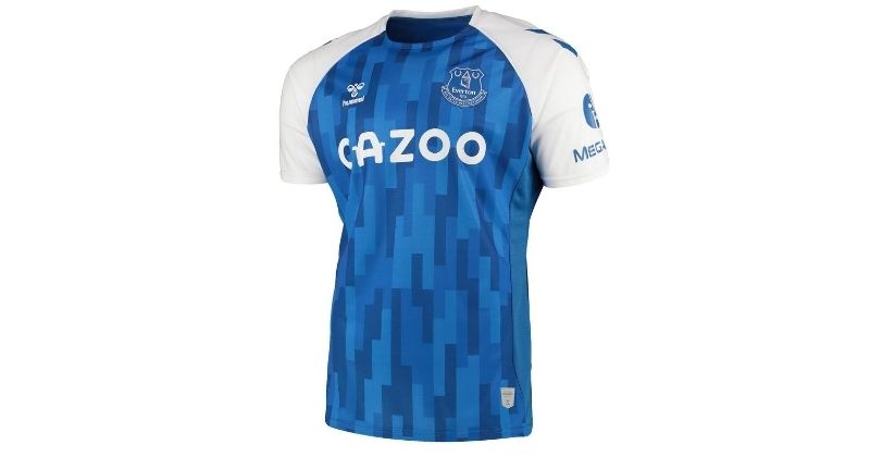 everton white and blue 2020/21 pre-match shirt on white background