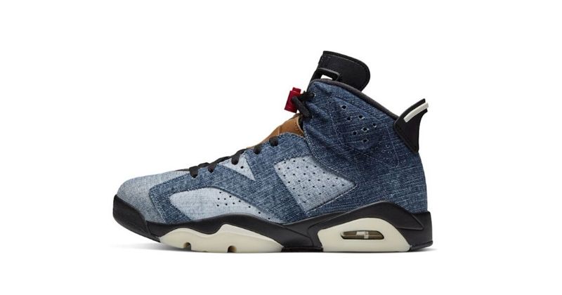 Nike Air Jordan VI 6 in denim on white background