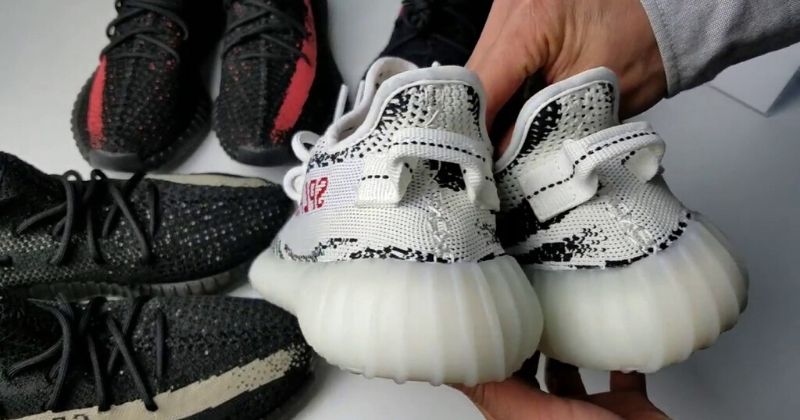 collection of adidas Yeezy boost 350 in white and black