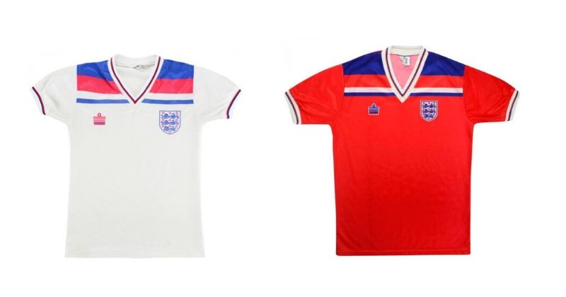 home and away england football shirts from world cup 1982