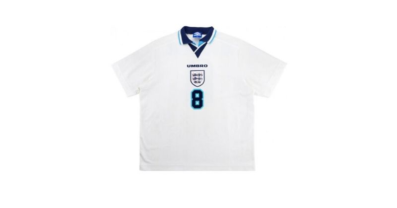 england's white home shirt worn at euro 96