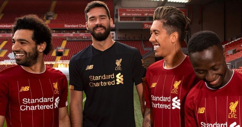 allisson wearing liverpool's black and gold 2019 keeper kit