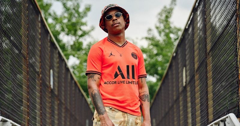 bright orange 2019 psg away kit with jumpman logo