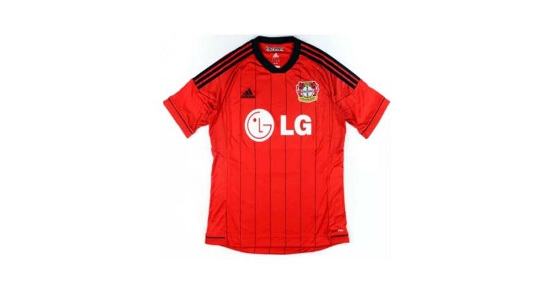 black and red bayer leverkusen away shirt
