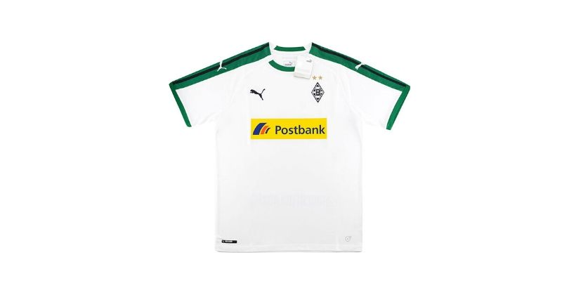 white borussia monchengladbach home shirt with yellow postbox sponsor