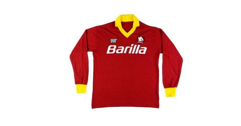 retro 1987-88 roma home shirt with barilla sponsor