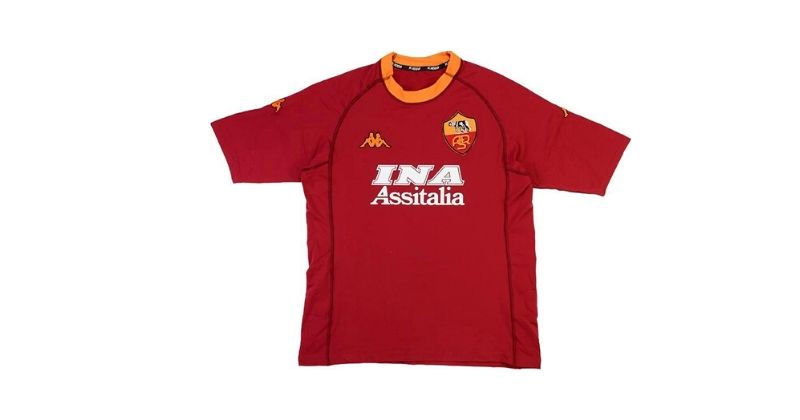 classic 2000-01 roma home shirt in purple and orange