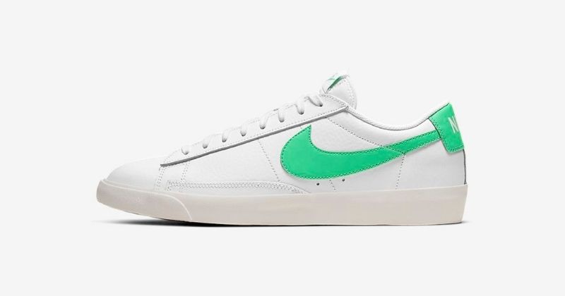 nike blazer low in white and green