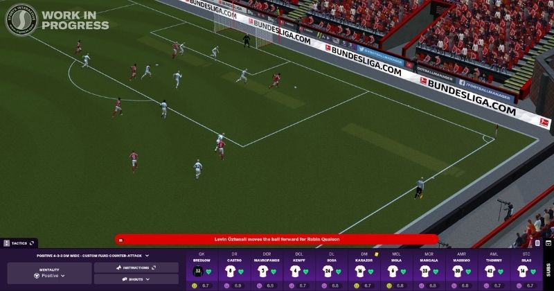 screenshot of a match in football manager 2021