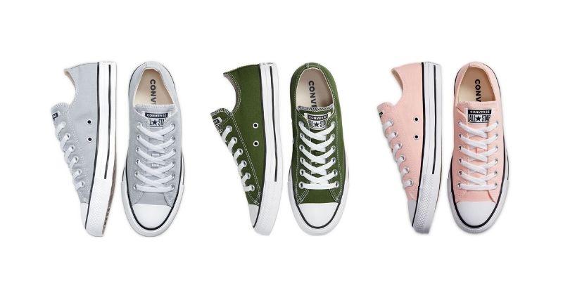 converse chuck taylor in grey green and pink