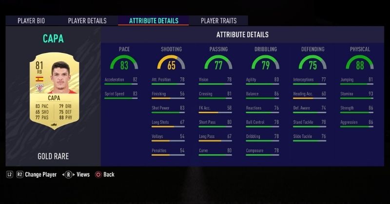ander capa player stats from fifa 21 ultimate team