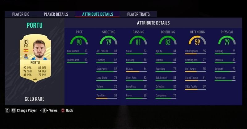 portu player stats from fifa 21 ultimate team