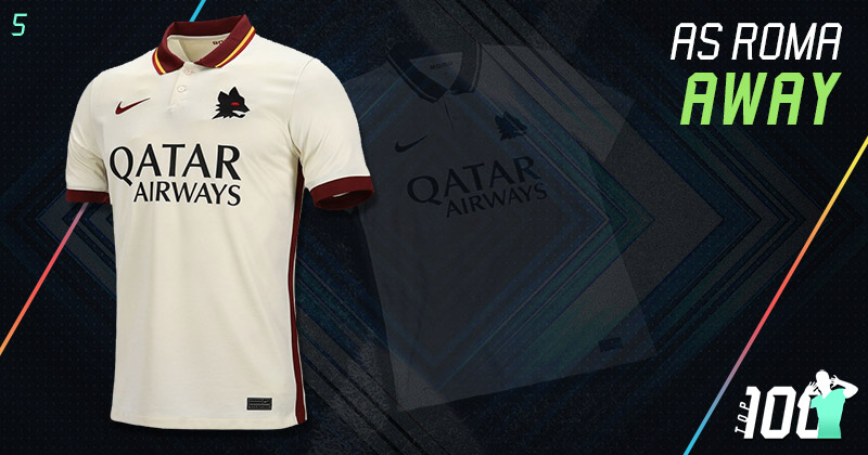 white as roma 2020-21 away kit with lupetto crest