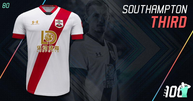 southampton 2020-21 white third kit with red sash