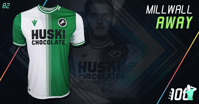 millwall 2020-21 away kit in green and white