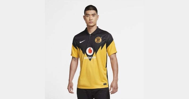 kaizer chiefs 2020-21 home shirt in black and yellow