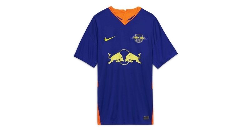 rb leipzig 2020-21 away shirt in purple and orange