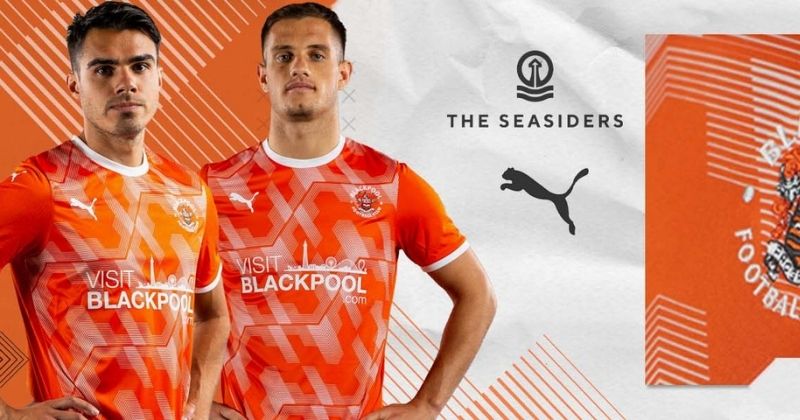 blackpool home 2021-22 in orange and white