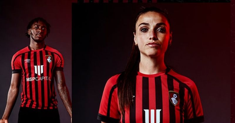 bournemouth home 2021-22 in black and red