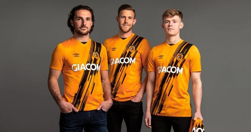hull city home 2021-22 in orange and black