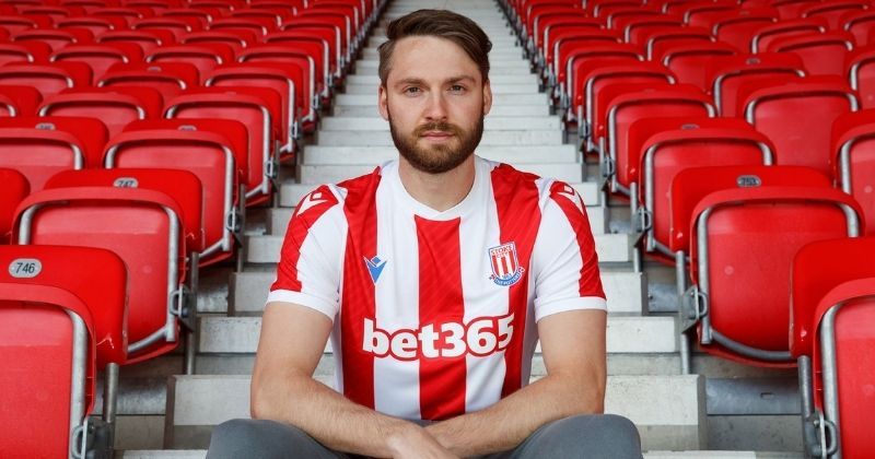 stoke city home 2021-22 in red and white