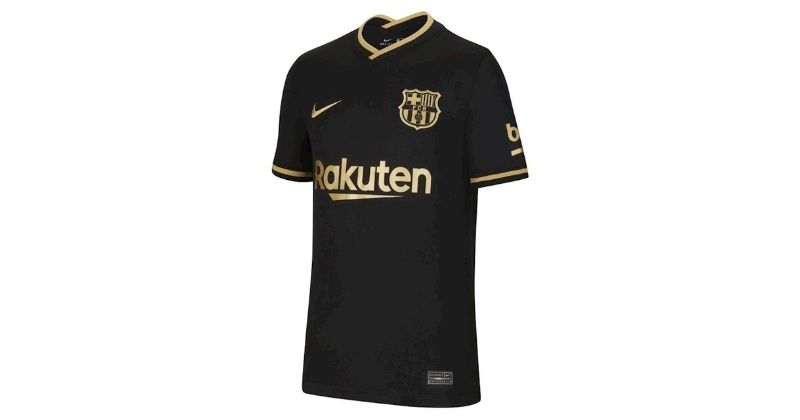 kids barcelona 2020-21 away shirt in black and gold