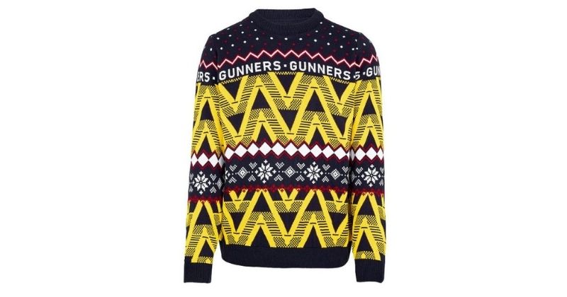 arsenal christmas jumper in yellow and navy