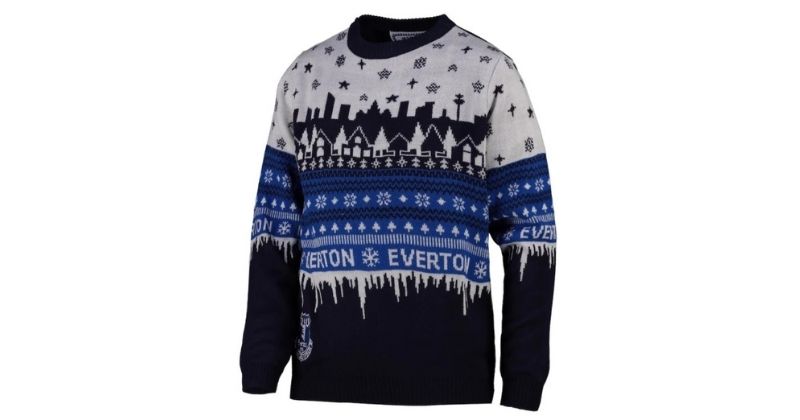 everton christmas jumper in blue and white