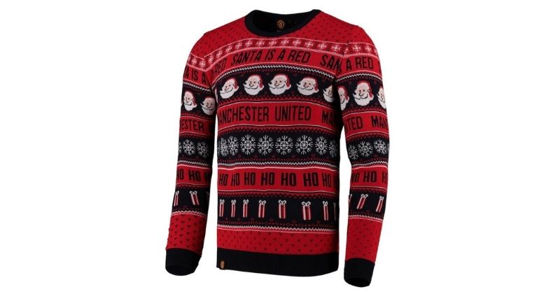 manchester united christmas jumper in red and black