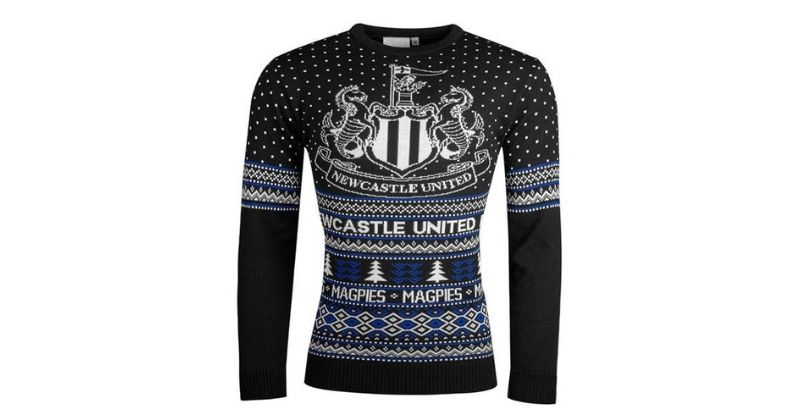 newcastle united christmas jumper in black and white