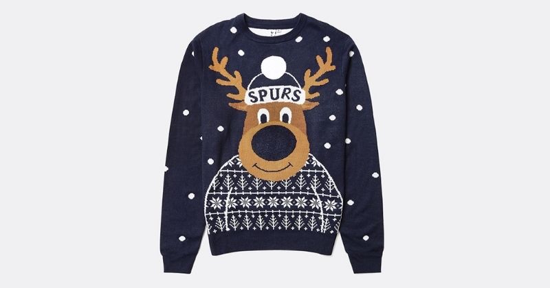 tottenham hotspur christmas jumper in blue and white