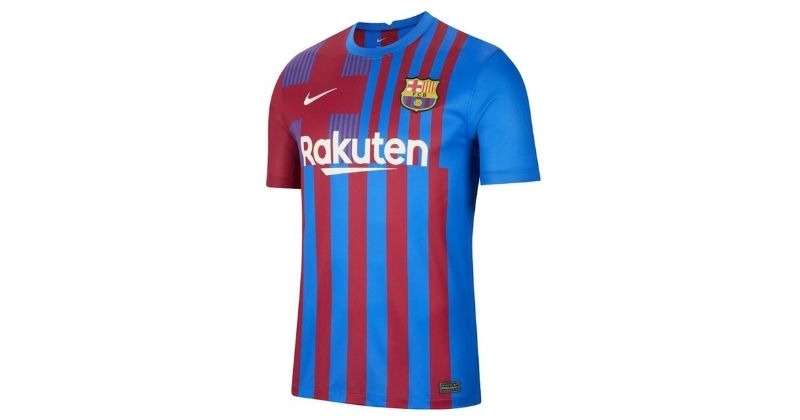 barcelona 2021-22 home shirt in red and blue
