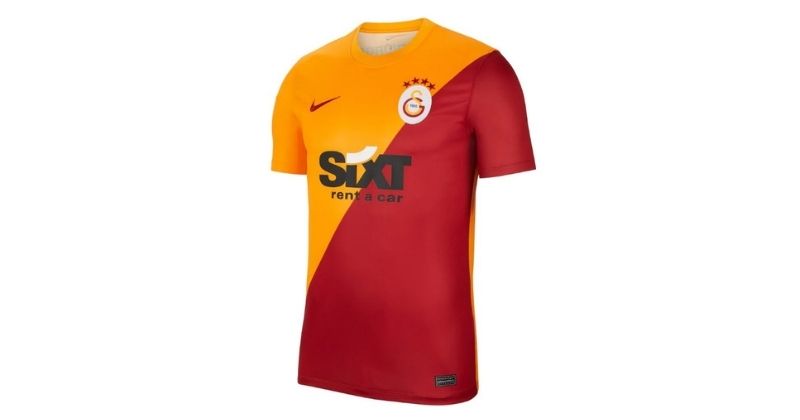 galatasaray 2021-22 home shirt in red and orange