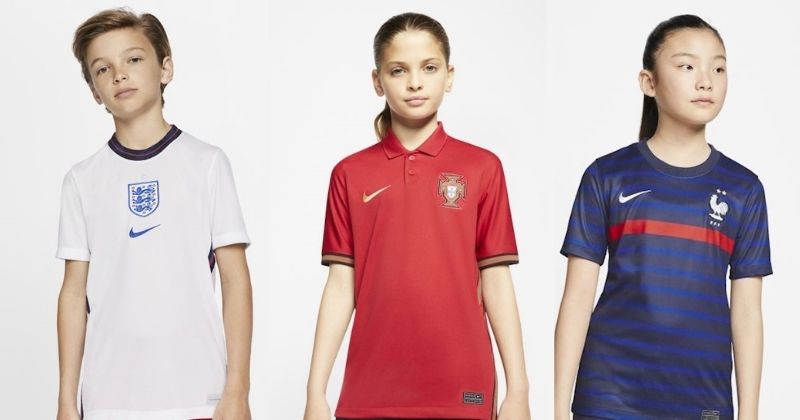 selection of kids euro 2020 shirts