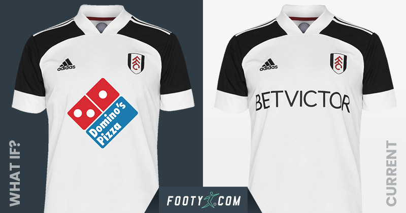 fulham 2020-21 home kit with dominos pizza sponsor
