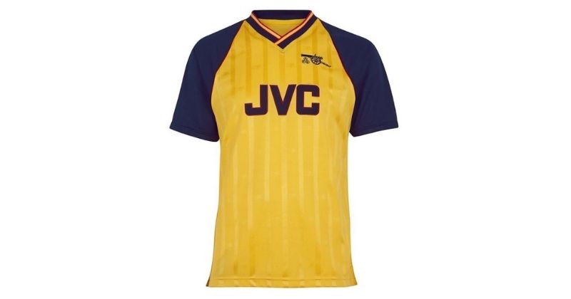 arsenal 1988-89 football shirt in yellow