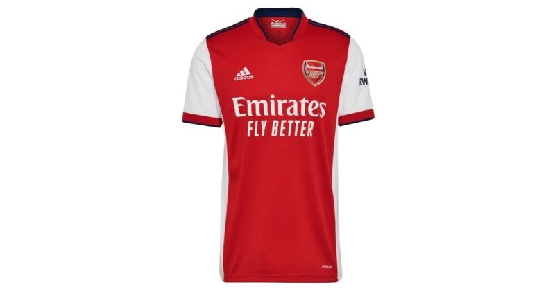 arsenal 2021-22 home shirt in red and white