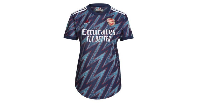 womens arsenal 2021-22 third shirt in blue stripes