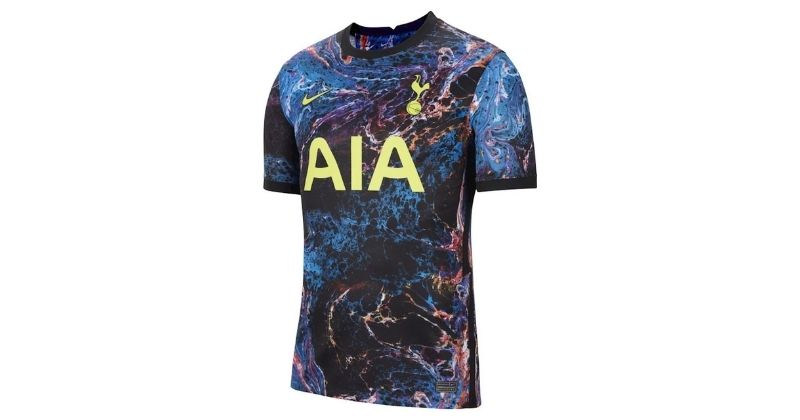 mens tottenham hotspur 2021-22 away shirt in purple and black