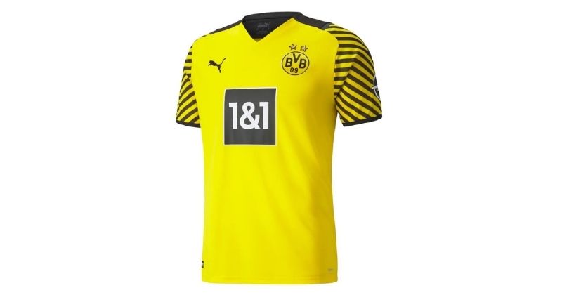 borussia dortmund 2021-22 home shirt in yellow and black
