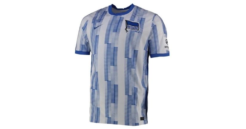 hertha berlin 2021-22 home shirt in white and blue