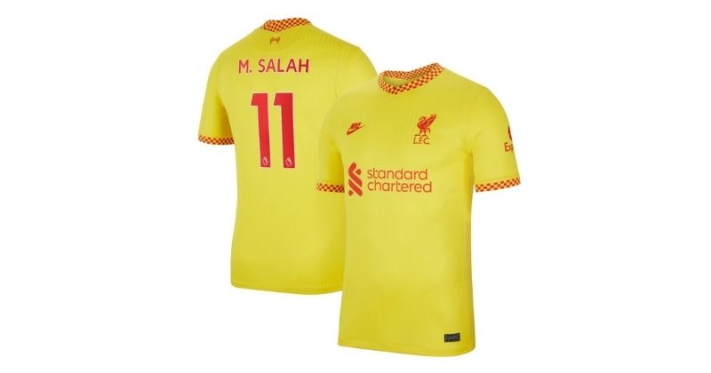 liverpool third shirt with salah in yellow