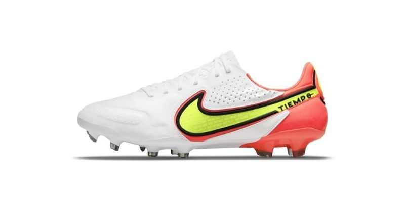 mens nike tiempo legend 9 football boots in white pink and yellow